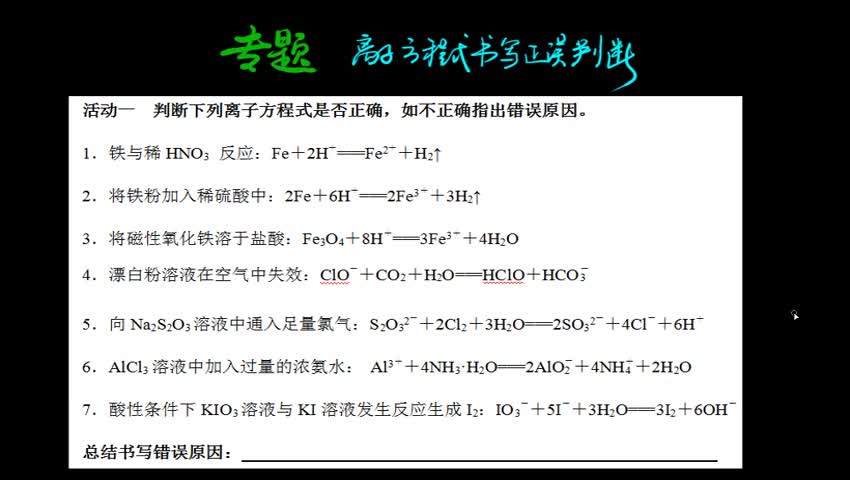 2.4-1 离子方程式正误判断 1